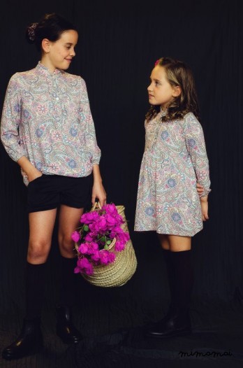 Girls dress .. Foral print dress ...Retro Dress ... Vintage style dress .. Dress Long Sleeve..