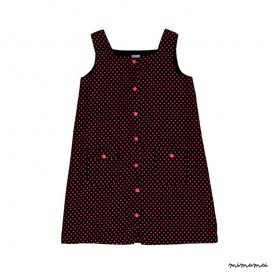 Square-Neck Button Down Dress- dots