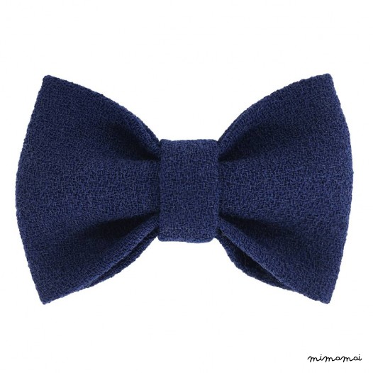 Child navy-bue bow tie, wool crepe
