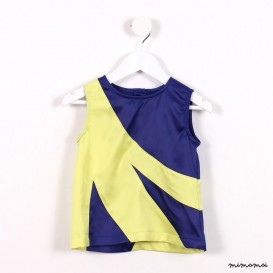 Satin Graphic Top yellow and blue