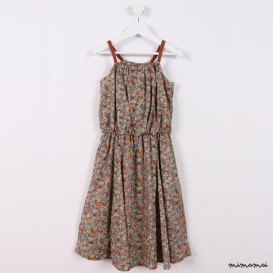 Square-Neck Flare Dress orange floral