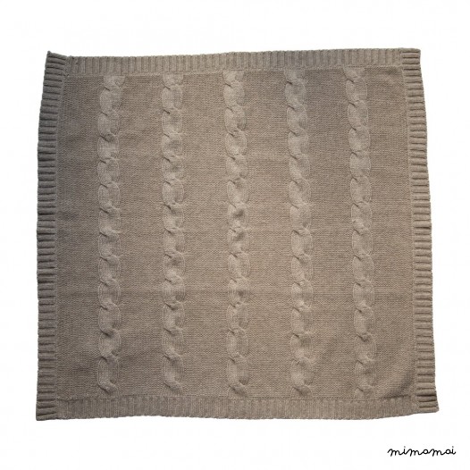 Cashmere Cable Blanket - Beige M&eacute;lange