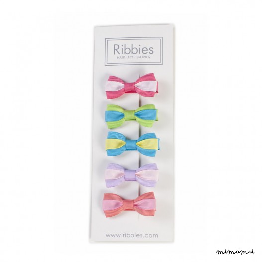 Set Of 5 Two Toned Hair Bows