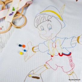 Baby boy blanket Pinocchio-Hand embroidered baby boy bedding