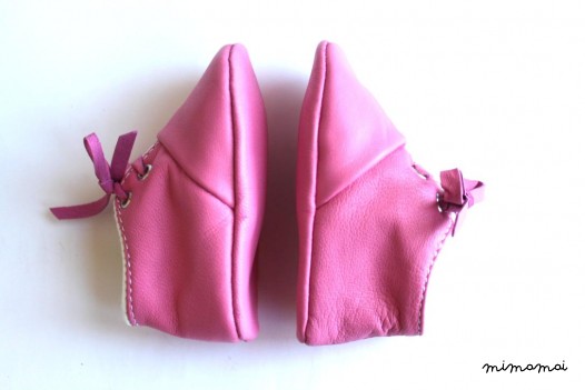 6-12 Months Slippers / Baby Shoes Lamb Leather pink