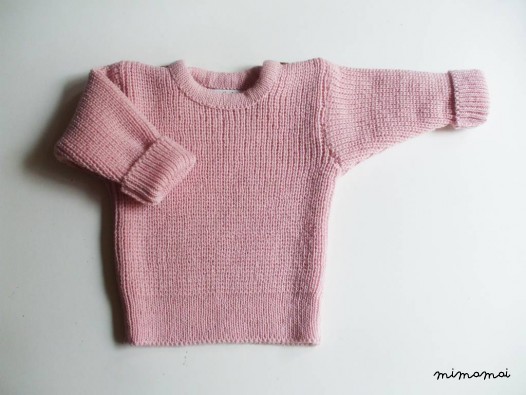 Infant's/Toddler's knitted Lambswool round neck Sweater with Oak Buttons