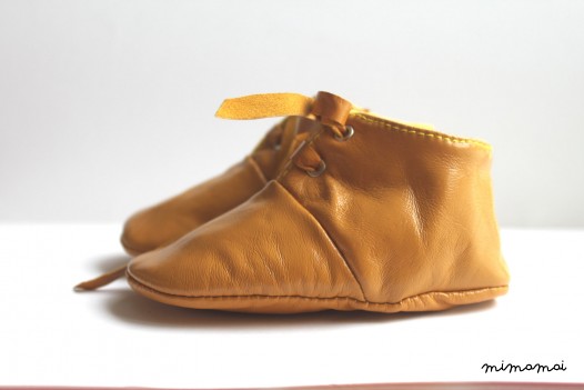3 - 6 Months Slippers / Baby Shoes Lamb Leather mustard yellow
