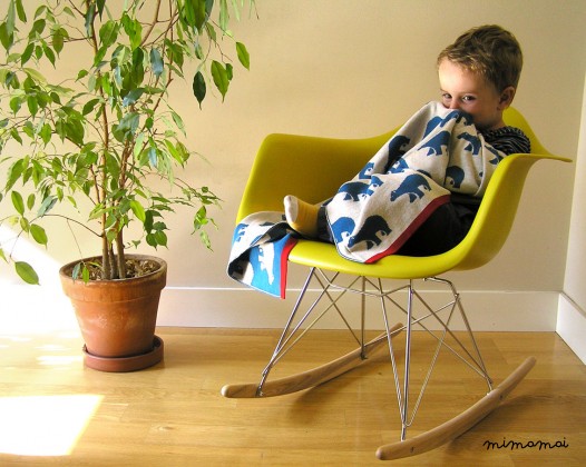 Baby Blanket Merino pura lana &middot; Blu Throw Blanket &middot; Orsi polari stampa