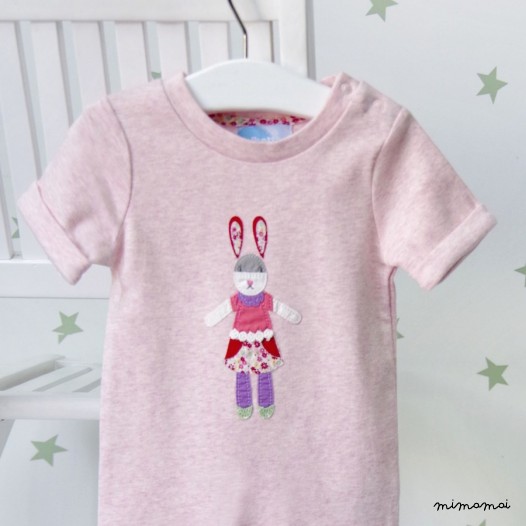Patchwork Bunny Pink Romper