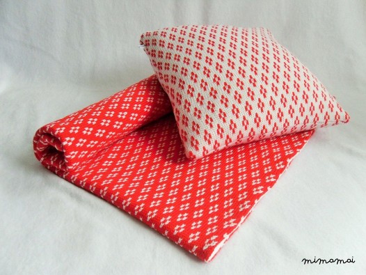 Baby Knit Blanket/Red & White - Set