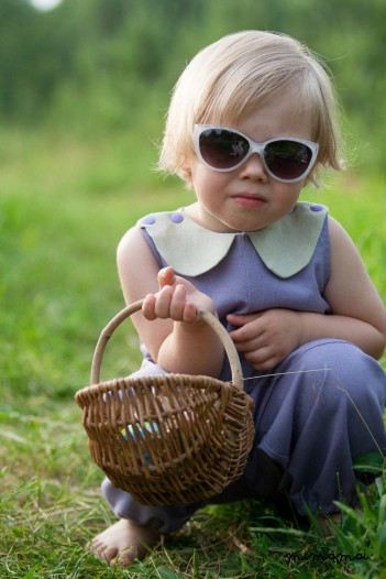 Linen overalls with Peter Pan collar
