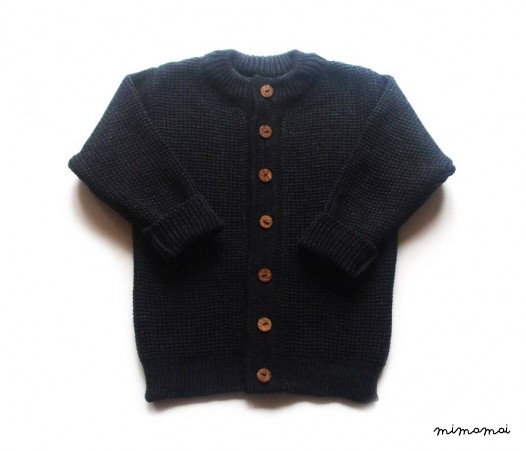 Children's Merino wool round neck Cardigan with handmade oak buttons