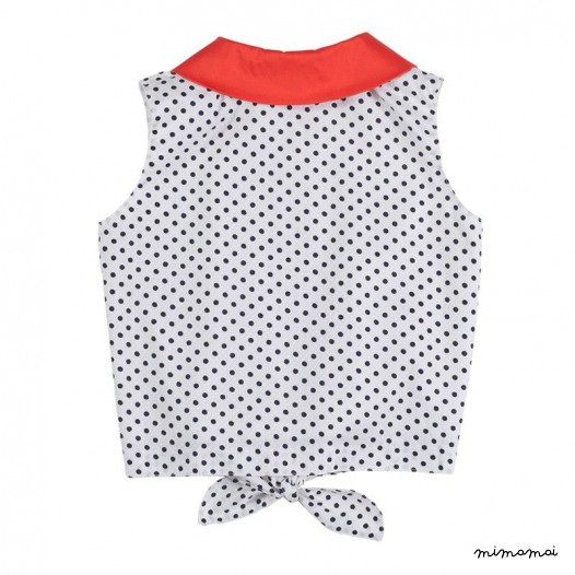 Tie-Front Top black dots