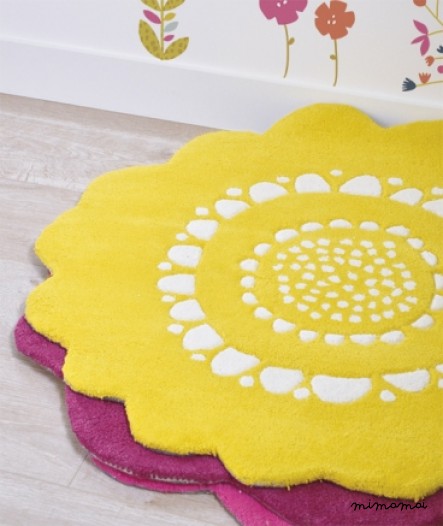 Tapis fleur fille (&Oslash;80cm) - FLEUR JAUNE