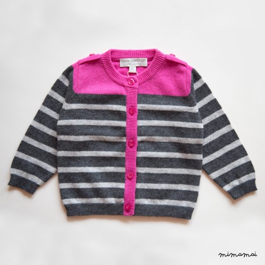 Striped Cardigan - Pink / Anthracite