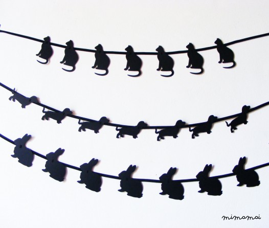CAT, RABBIT, DACHSHUND Mini Paper Garland