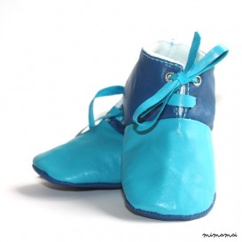 12 - 18 Months Slippers / Baby Shoes Lamb Leather Blue
