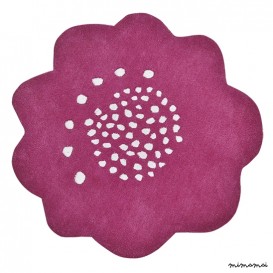 TAPIS COTON (&Oslash;80cm) - FLEUR PRUNE