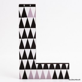 lettera in legno L - trama triangoli neri