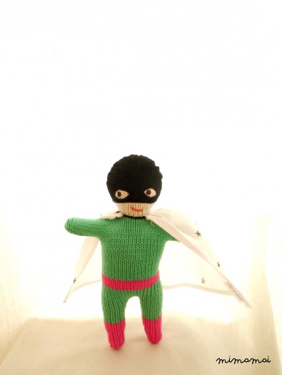 Superhero doll - Green & Fuchsia