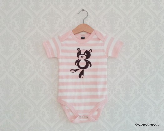 Baby Girl bodysuit with sweet Teddy Bear velvet applique