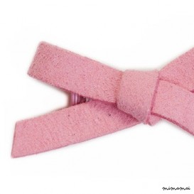Barrette &agrave; Noeud Simili Daim - Rose