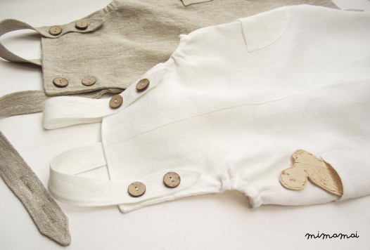 Natural linen young gardeners overalls