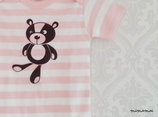Baby Girl bodysuit with sweet Teddy Bear velvet applique