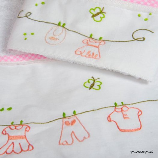Set di 2 asciugamani bagnetto & mano, ricamato a mano, regalo di battesimo, battesimo