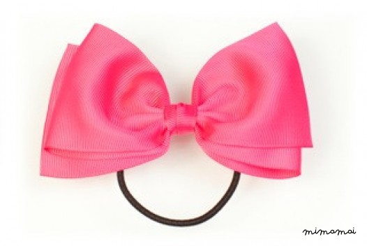 Large Bow Ponytail Holder - Shocking Pink