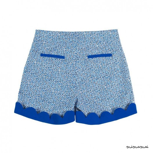 Scallop Hem Shorts blue chevron