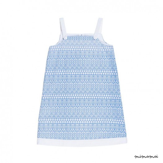A-Line Strap Dress blue graphic