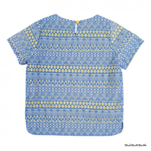 T Top blue graphic lace