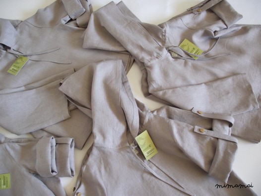 Natural linen hoodie, tuck up sleeves