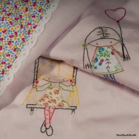 Applique di neonata coperta, mano ragazze ricamati, coperta culla passeggino unico regalo