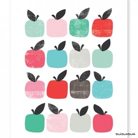 Affiche vintage enfant pommes