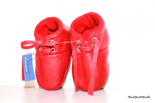 12 - 18 Months Slippers / Baby Shoes Lamb Leather RED