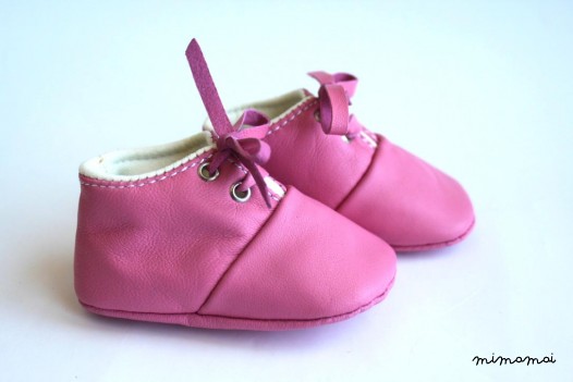 6-12 Months Slippers / Baby Shoes Lamb Leather pink