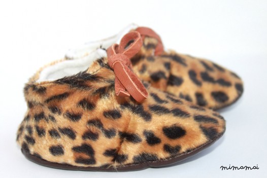 6-12 Months Slippers / Baby Shoes Lamb Leather leopard