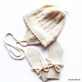Babies/Children's merino wool mid-season Hat/bonnet and Mittens set