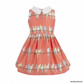 Girls Penny Dress in Pink Budgies