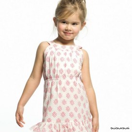 Dress girl, elastic on the chest, pink print