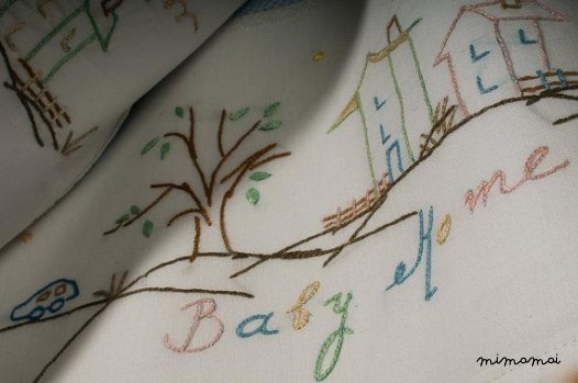baby linen sheet pillowcase hand embroidered lace cradle stroller nursery baby home