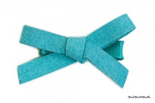 Barrette &agrave; Noeud Simili Daim - Turquoise