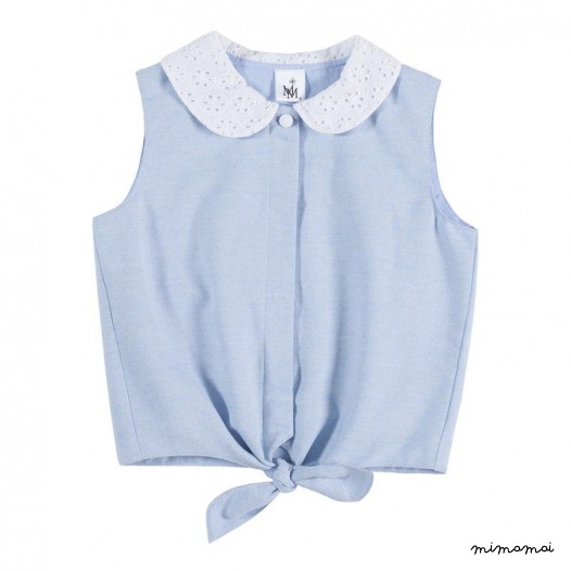 Tie-Front Top light denim