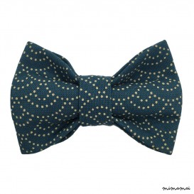 Child dark-green with beige dotted bow tie, cotton