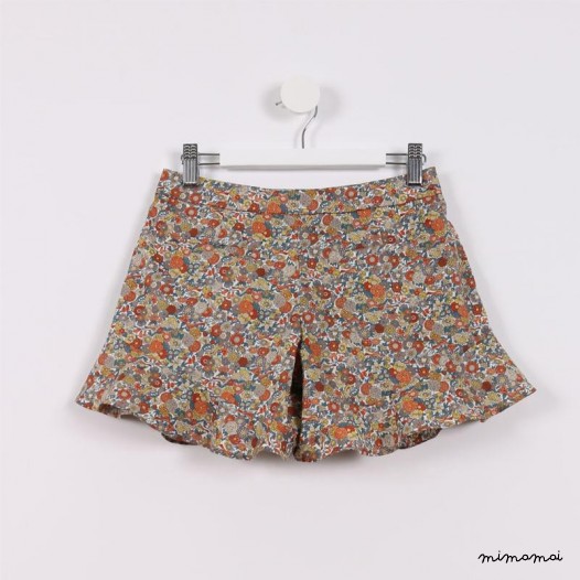 Flared Hem Shorts orange floral