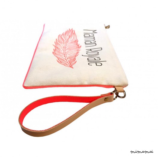 &ldquo;Maman Royale&rdquo; feather leafs pouch bag
