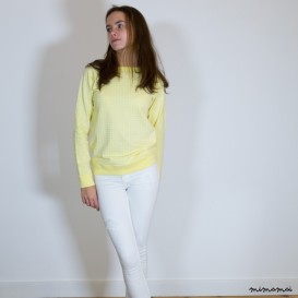 Sweat jaune imprim&eacute; plumes Axelle
