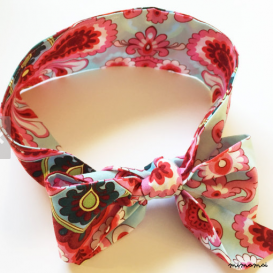 Cotton Fabric Bow Headwrap with Flowers